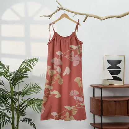 Ginkgo Leaf Tie Strap Maxi Lounge Dress - image 11