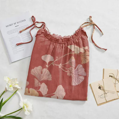 Ginkgo Leaf Tie Strap Maxi Lounge Dress - image 12