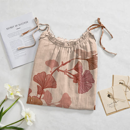Ginkgo Leaf Tie Strap Maxi Lounge Dress - image 7