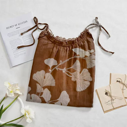 Ginkgo Leaf Tie Strap Maxi Lounge Dress - image 27