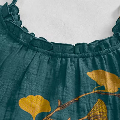 Ginkgo Leaf Tie Strap Maxi Lounge Dress - image 13