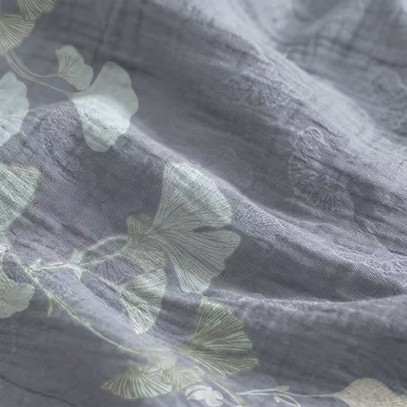 Ginkgo Leaf Tie Strap Cotton Lounge Midi Dress - image 4