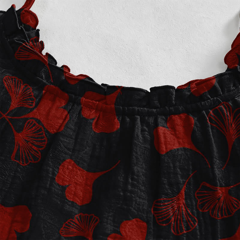 Ginkgo Leaf Tie Strap Lounge Midi Dress - image 68