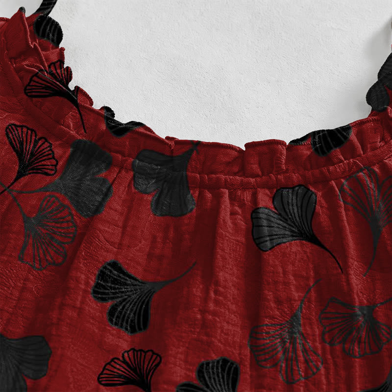 Ginkgo Leaf Tie Strap Lounge Midi Dress - image 62