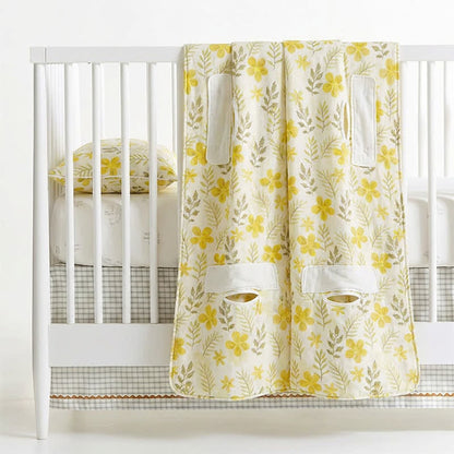 Yellow Floral Cotton Quilted Baby Quilt - image 4