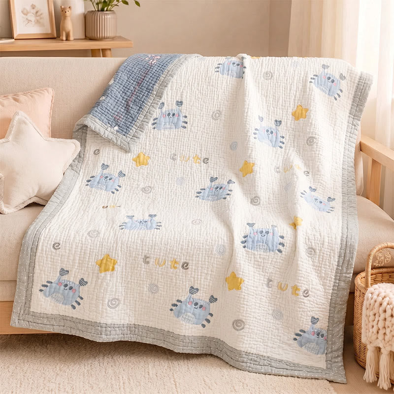 Blue Crab Lyocell Quilted Baby Quilt - image 1