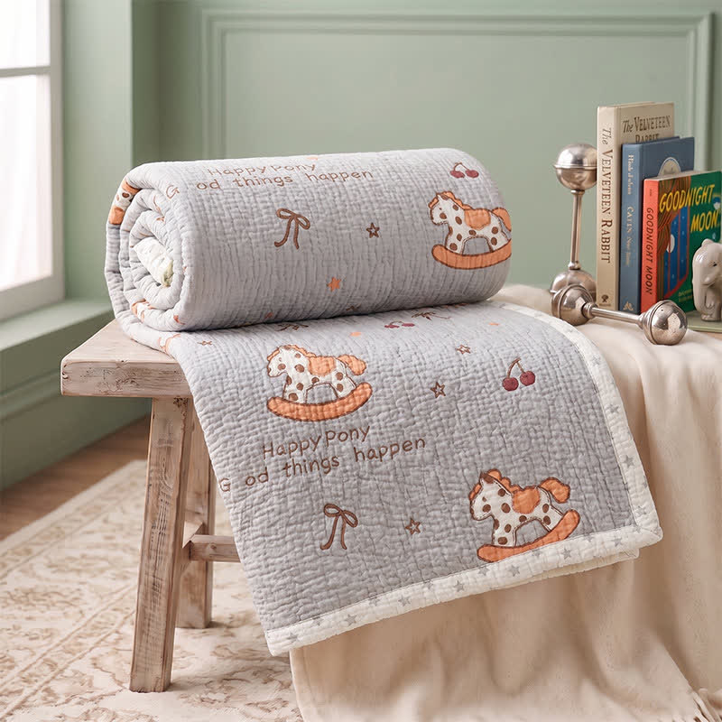 Happy Pony Lyocell Cooling Quilted Baby Quilt - image 3