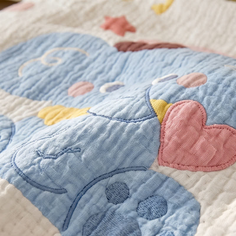 Pastel Elephant Lyocell Quilted Baby Blanket - image 4