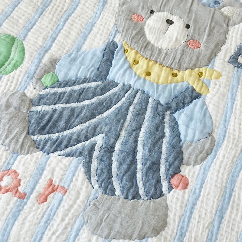 Striped Bear Lyocell Quilted Baby Quilt - image 5