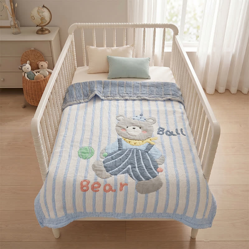Striped Bear Lyocell Quilted Baby Quilt - image 2