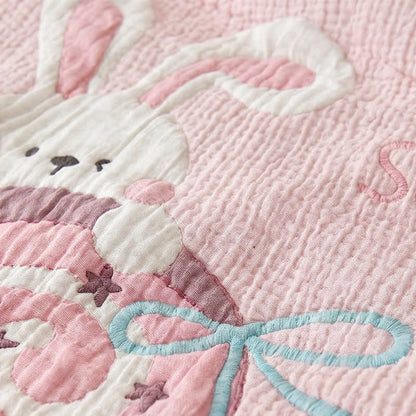 Pink Bunny Strawberry Lyocell Baby Quilt - image 5