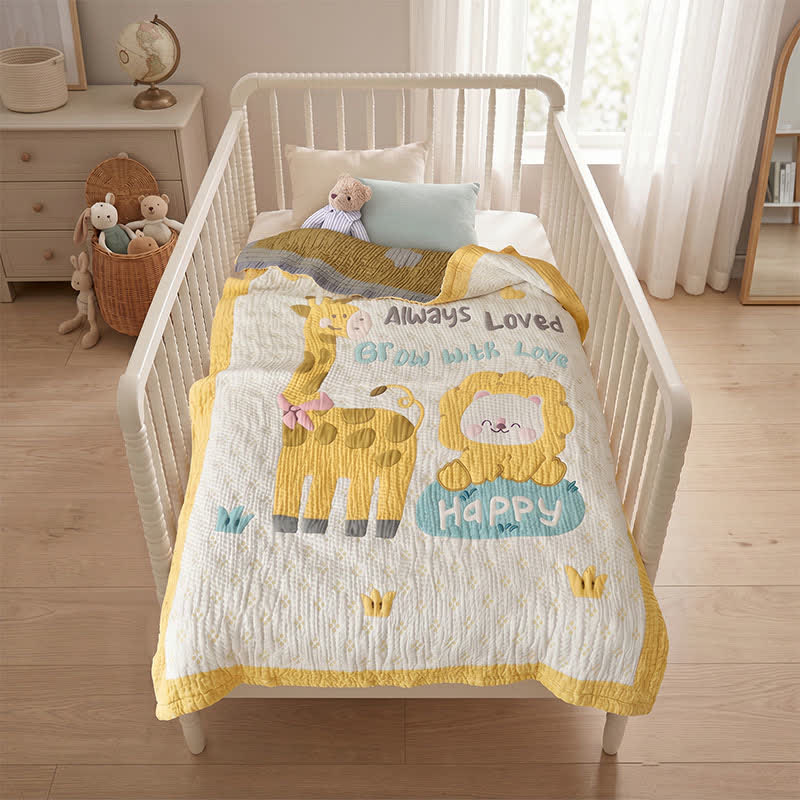 Giraffe and Lion Lyocell Quilted Baby Quilt - image 2