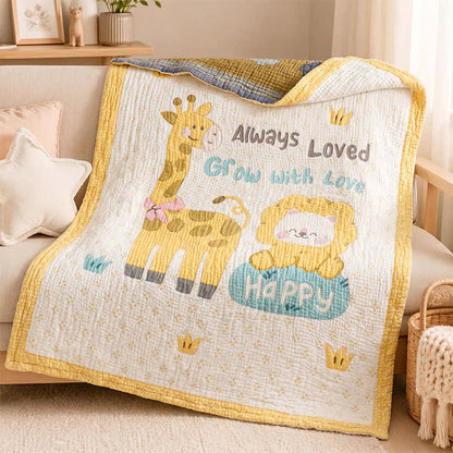 Giraffe and Lion Lyocell Quilted Baby Blanket - image 1