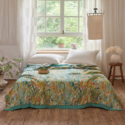 Vintage Iris Field Cotton Jacquard Blanket Quilt - King - image 1