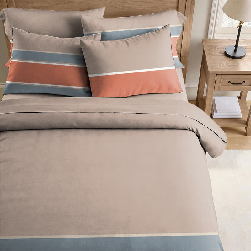 Earth Tone Striped Twin XL Bedding Set - image 1