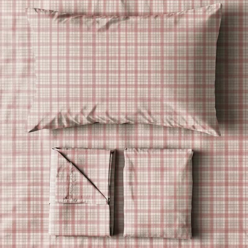 Soft Pink Plaid Twin XL Bedding Set - image 2