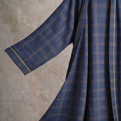 Unisex Style Plaid Cotton Bathrobe - image 4