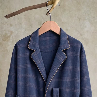 Unisex Style Plaid Cotton Bathrobe - image 6