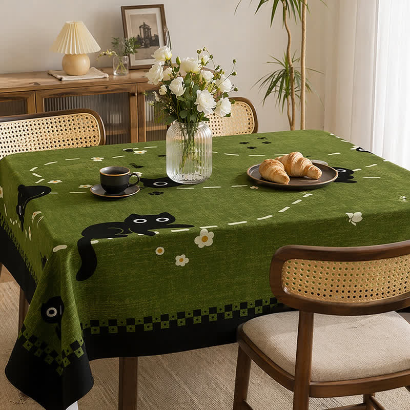 Playful Cat Garden Waterproof PVC Tablecloth - image 3