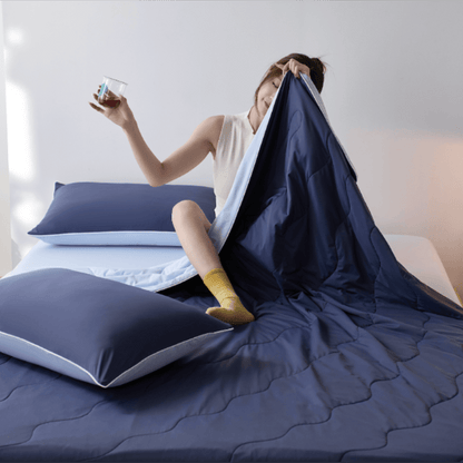 Double-Sided Cooling Lightweight Summer Comforter - Navy Blue - 79" × 91"  - image 6