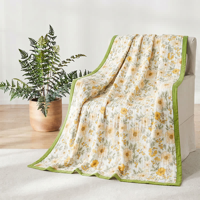 Meadow Bloom Yellow Cotton Gauze Blanket - image 2