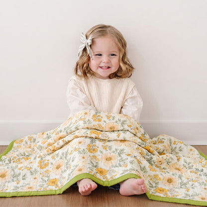 Meadow Bloom Yellow Cotton Gauze Blanket - image 3