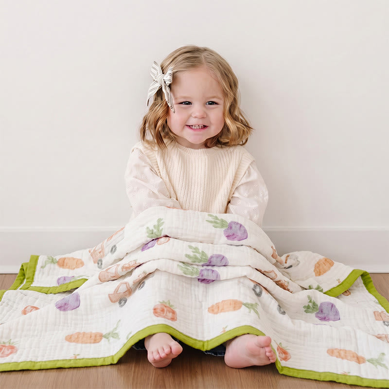 Garden Veggie Print Cotton Gauze Blanket - image 3