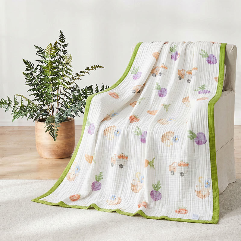 Garden Veggie Print Cotton Gauze Blanket - image 2