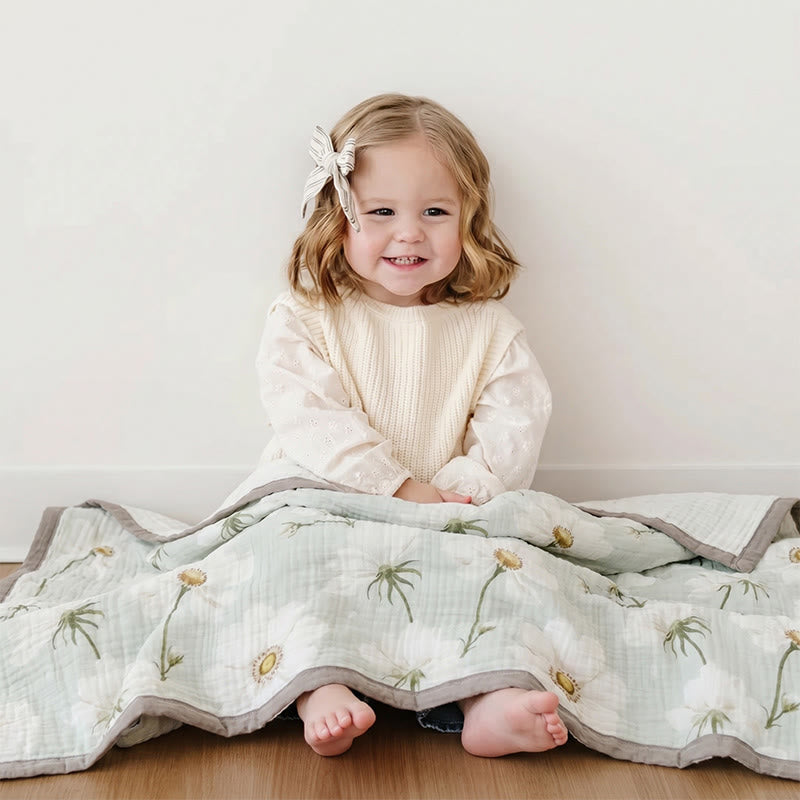 Soft Ivory Sunflower Cotton Blanket - image 3