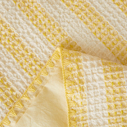 Textured Plaid Woven Bedspread with Scalloped Edge - image 16