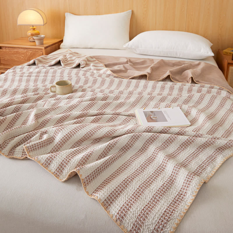 Textured Plaid Woven Bedspread with Scalloped Edge - image 25