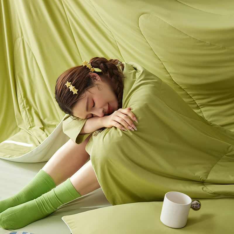 Nordic Cooling Lightweight Summer Comforter - Green - 79" × 91" - image 0