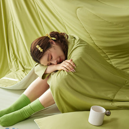 Nordic Cooling Lightweight Summer Comforter - Green - 79" × 91" - image 0