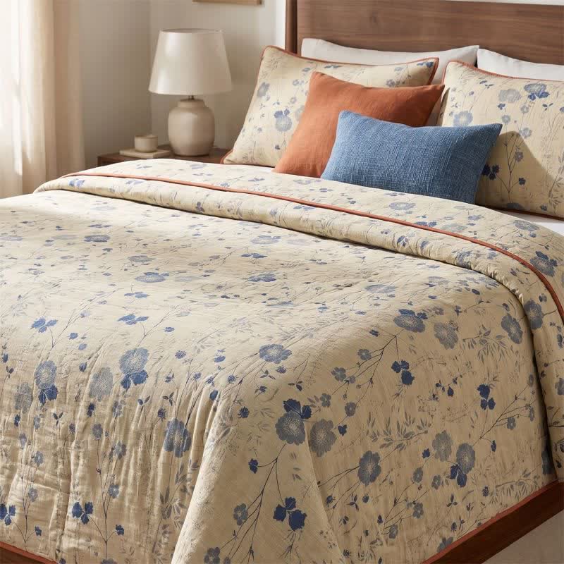 Reversible Blue Floral Cottage Quilt - image 2