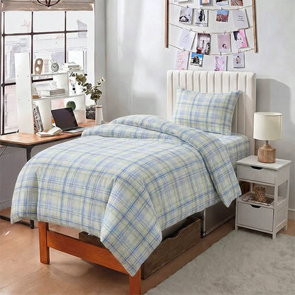 Thick Thin Plaid Dorm Bedding Set - Twin XL - Blue Plaid - 5-Piece Complete Set - image 6