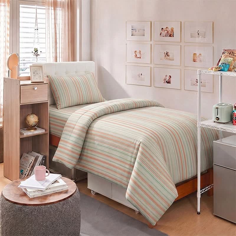 Pastel Pinstripe Minimalist Dorm Bedding Set - image 3