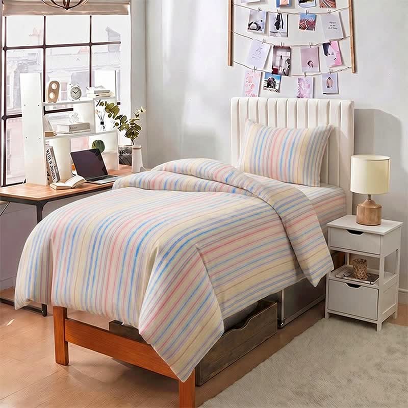 Pastel Pinstripe Minimalist Dorm Bedding Set - image 8
