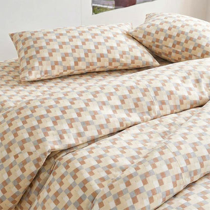 Warm Neutral Mosaic Check Bedding Set - image 5