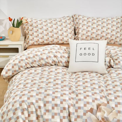 Warm Neutral Mosaic Check Bedding Set - image 4