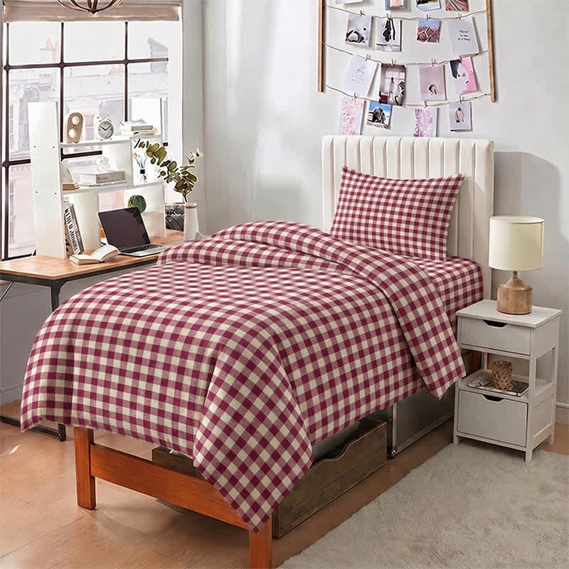 Red Gingham Twin XL Dorm Bedding Set - image 2