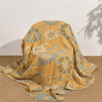 Vintage Orange Sunflower Cotton Blanket - image 2