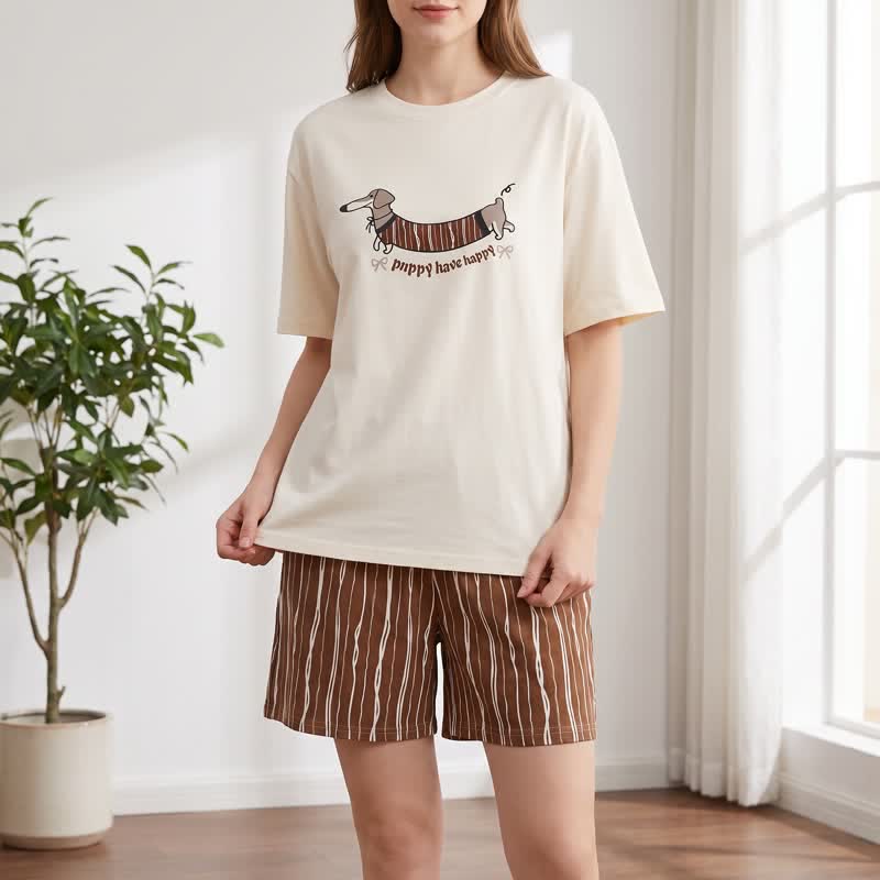 Walking Dachshund Cotton Lounge Set - image 1