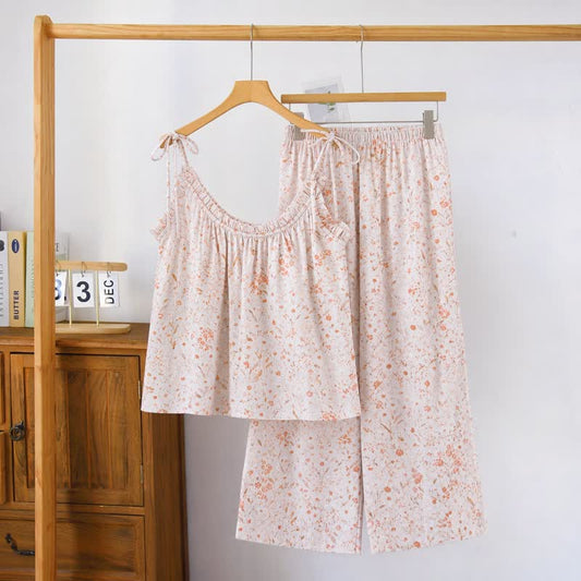 Ditsy Floral Tie Strap Cami Loungewear Set - Pink - XL - image 0