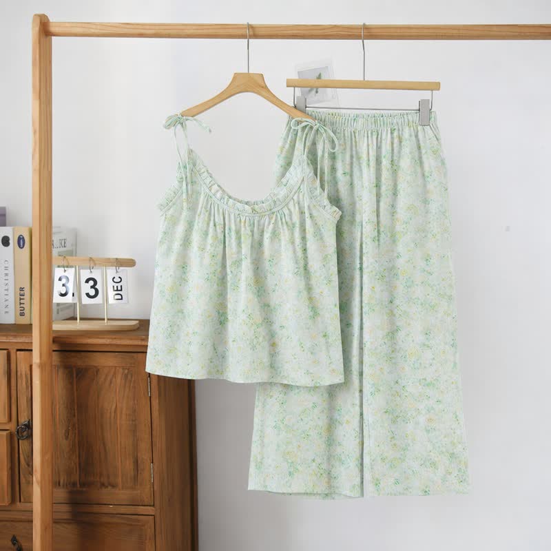 Rose Floral Spaghetti Strap Loungewear - image 1