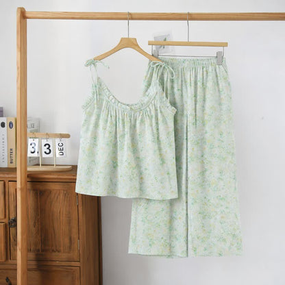 Rose Floral Spaghetti Strap Loungewear - image 1