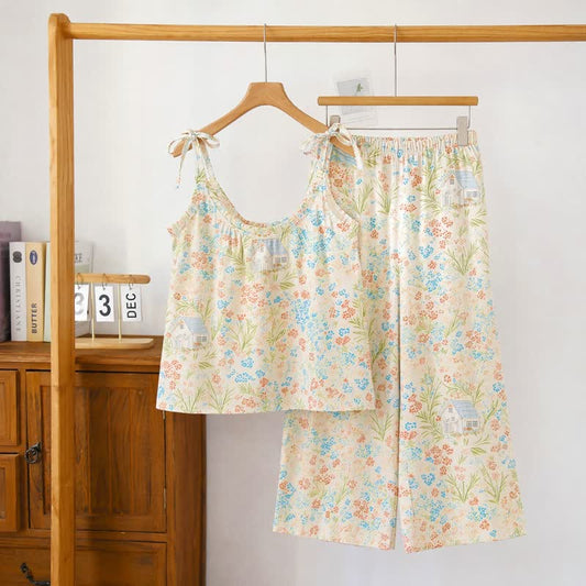 Meadow Bloom Cami Lounge Set - Off-White Floral - XL - image 0