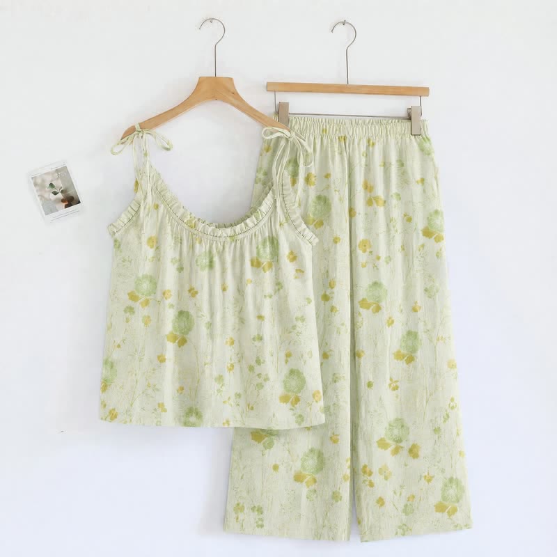 Ditsy Floral Spaghetti Strap Loungewear - Ivory - XL - image 4