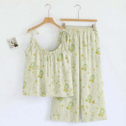 Ditsy Floral Spaghetti Strap Loungewear - Ivory - XL - image 4