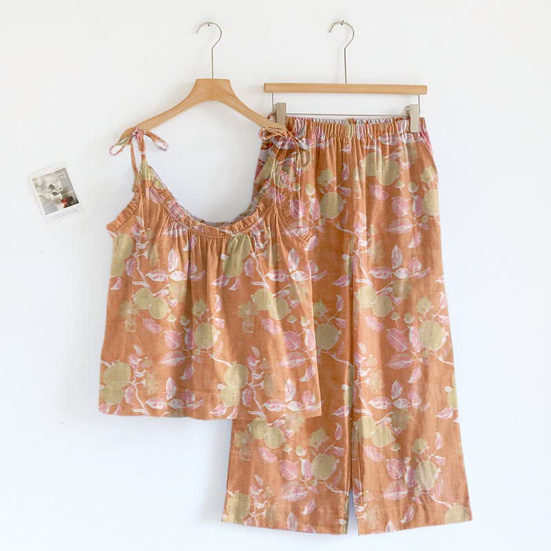 Blush Floral Spaghetti Strap Loungewear - Coral Orange - XL - image 4