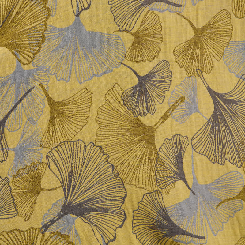 Vintage Ginkgo Leaf Cotton Double Gauze Robe - image 5